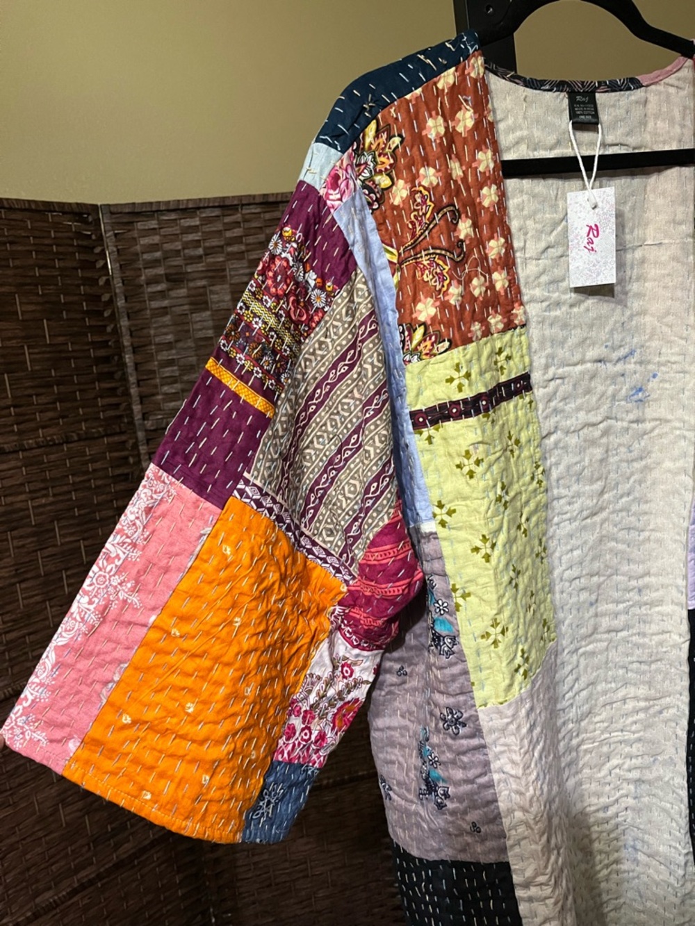 New Raj Kantha Kimono – Colorful Handmade – One Size (Fits Most) - Picture 5 of 8